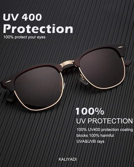 KALIYADI Polarized Sunglasses for Men and Women Semi-Rimless Frame Driving Sun glasses UV Blocking