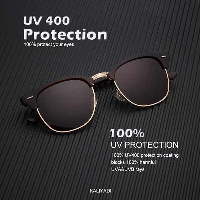 KALIYADI Polarized Sunglasses for Men and Women Semi-Rimless Frame Driving Sun glasses UV Blocking