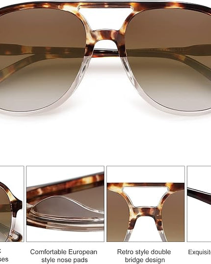 SOJOS Retro Polarized Aviator Sunglasses Womens Mens Classic 70s 80s Vintage Trendy Square Aviators SJ2174