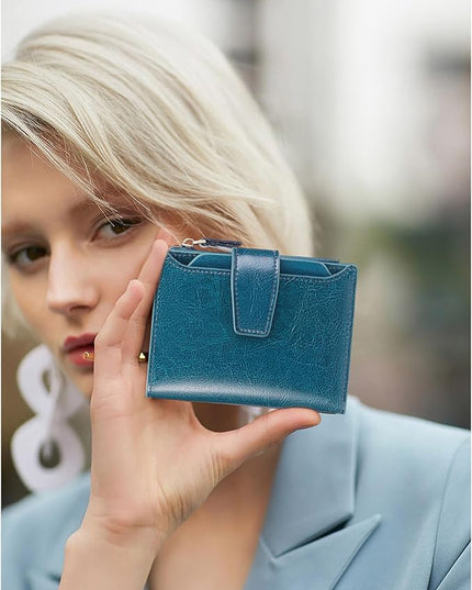 FALAN MULE Small Wallet for Women Leather Bifold Compact RFID Blocking Small Womens Wallet Purse