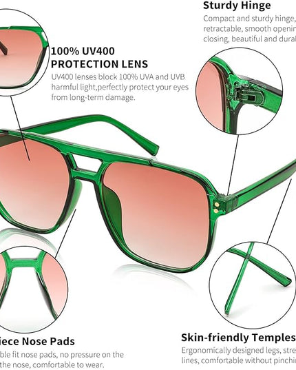 FEISEDY Retro Square Aviator Sunglasses Women Men 70s Vintage Trendy Plastic Frame Sun Glasses B2835