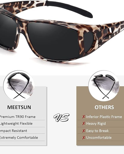 MEETSUN Fit Over Glasses Sunglasses for Men Women,Wrap Around Sunglasses Polarized UV400 Protection