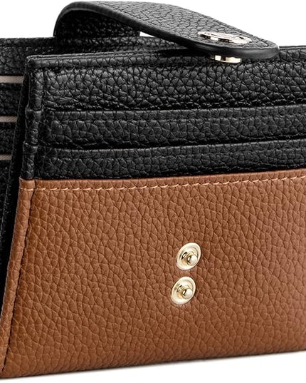 BOSTANTEN Slim Wallet for Women Small RFID Blocking Credit Card Holder Leather Bifold Wallets with Zipper Coin Pocket Black＆Brown