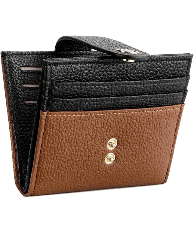 BOSTANTEN Slim Wallet for Women Small RFID Blocking Credit Card Holder Leather Bifold Wallets with Zipper Coin Pocket Black＆Brown