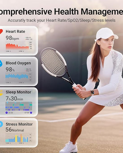 Smart Watches for Women Android iPhone (2 Bands), [1.85" AMOLED Screen] Smartwatch Fitness Tracker 3ATM Waterproof with Bluetooth Calls, AI Control, Heart Rate/SpO2/Sleep Monitor, 7 Days Battery