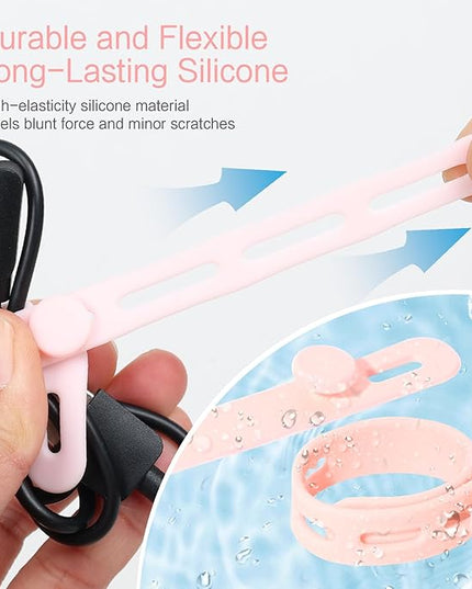 Donruby 24Pcs Silicone Cable Ties - Reusable & Washable with Locking Buckles, Adjustable Fastening Cable Management Straps, Multi-Purpose High Elasticity Cord Organizer (Pink)
