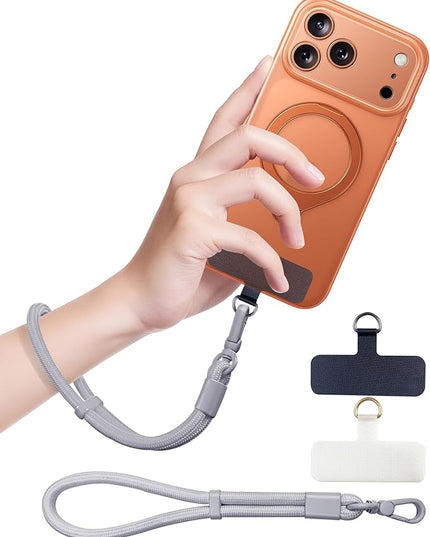 Phone Lanyard, Phone Wrist Strap for Cellphone Case, Adjustable Cell Phone Strap with 2 Tether Tabs for All Smartphones, Grey