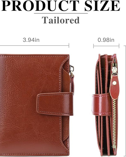 FALAN MULE Small Wallet for Women Leather Bifold Compact RFID Blocking Small Womens Wallet Purse