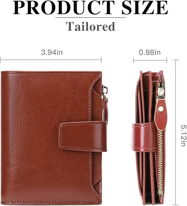 FALAN MULE Small Wallet for Women Leather Bifold Compact RFID Blocking Small Womens Wallet Purse