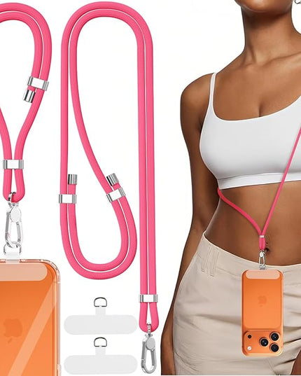 4-IN-1 Phone Lanyard + Wrist Strap, 2PCS Adjustable Length Cell Phone Lanyard with 2 Tether Tabs for iPhone,Smartphones