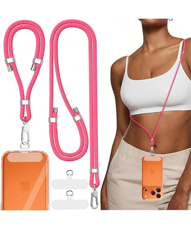 4-IN-1 Phone Lanyard + Wrist Strap, 2PCS Adjustable Length Cell Phone Lanyard with 2 Tether Tabs for iPhone,Smartphones
