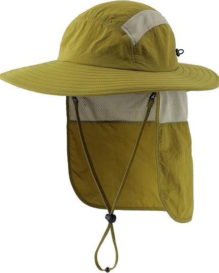 Home Prefer UPF 50+ Mens Wide Brim Fishing Hat with Neck Flap Sun Hat for Men Women Sun Protection Cap