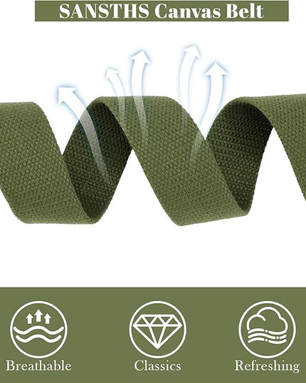 SANSTHS Canvas Belt with Double Ring Buckle, Fabric Web Belt for Women Men Double Ring for Outdoor & Casual Wear