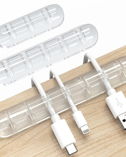 Cord Organizer, Clear Cable Organizer Cord Holder, Wire Organizer USB Cable Management Cord Keeper, 3 Packs Cable Clips for Car Home and Office (7, 5, 3 Slots)