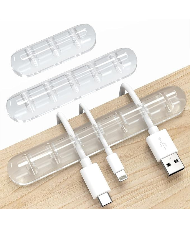Cord Organizer, Clear Cable Organizer Cord Holder, Wire Organizer USB Cable Management Cord Keeper, 3 Packs Cable Clips for Car Home and Office (7, 5, 3 Slots)