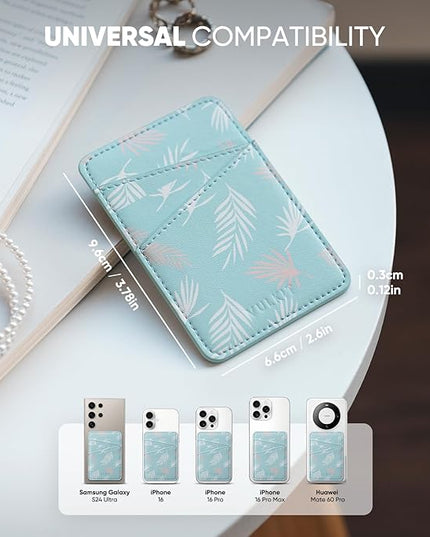 VULKIT Phone Card Holder Wallet Leather Adhesive Pocket RFID Blocking Credit Card Sleeves Stick Back of Phone Smartphones Blue