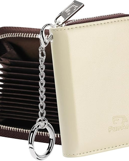 FurArt Zipper Wallet Women, RFID Blocking Credit Card Wallet, Business Card Holder, Compact Size KeyChain Wallet