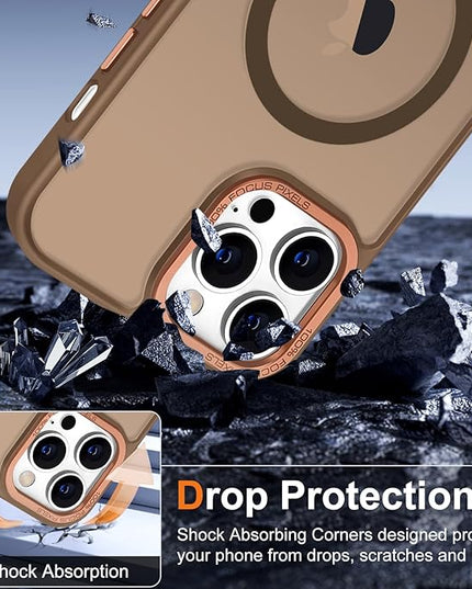 Hython Case for iPhone 12 Pro Case Magnetic Translucent Matte Phone Cases 6.1" [Compatible with MagSafe] Thin Slim Fit Shockproof Bumper Hard Protective Cover for Women Men Girls, Frosted Brown
