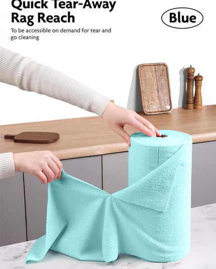 Fantasticlean Microfiber Cleaning Cloth Roll -40 Pack, Tear Away Microfiber Towels, 12" x 12", Reusable, Washable, Scratch Free, Ultra Absorbent Dishcloth for All-Around Cleaning Supplies (Blue)