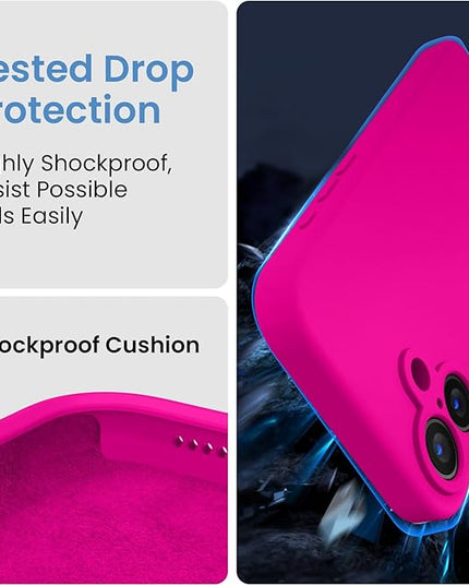 FireNova Designed for iPhone 16 Case, Silicone Upgraded [Camera Protection] Phone Case with [2 Screen Protectors], Soft Anti-Scratch Microfiber Lining Inside, 6.1 inch, Hot Pink