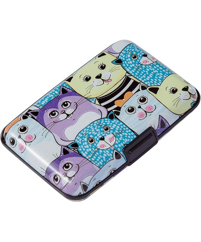 ELFISH Mini RFID Aluminum Wallet Credit Cards Holder Business Card Case Metal ID Case for Men Women (Color cat)