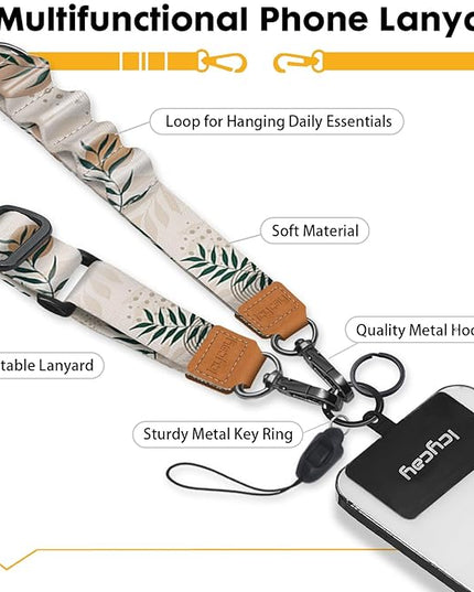 Phone Lanyard Crossbody, Abstract Leaf Cell Phone Strap for Around The Neck Adjustable, Anti Theft Cute Lanyard for iPhone Case ID Holder Keys Accessories Travel Essential