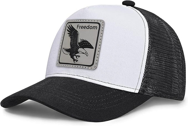 Animal Trucker Hats Leather Pattern Adjustable Snapback Mesh Animal Baseball Cap for Men