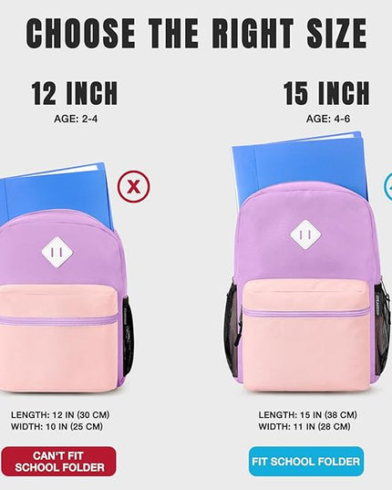 STEAMEDBUN Kids Backpack Girl 4-6, Girls Backpack for Elementary Kindergarten School -15inch