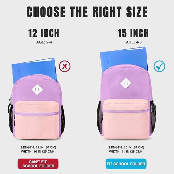STEAMEDBUN Kids Backpack Girl 4-6, Girls Backpack for Elementary Kindergarten School -15inch
