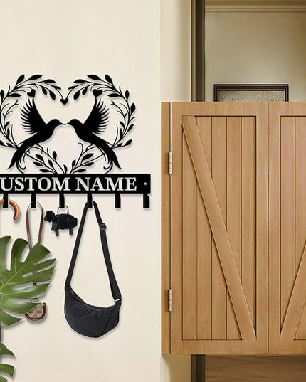 peanut case Customized Keys Holder - Personalized Birds Flower Key Hooks Wall Metal Sign Decor,Wall Holder, Garden,Door Hook (Style E)