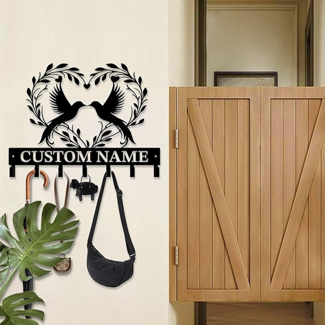 peanut case Customized Keys Holder - Personalized Birds Flower Key Hooks Wall Metal Sign Decor,Wall Holder, Garden,Door Hook (Style E)