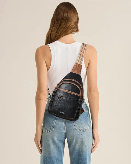 7L Sling Bag for Women Men Vegan Leather Crossbody Bags Fanny Pack Purse Backpack Over Shoulder Bag Travel Anti Theft
