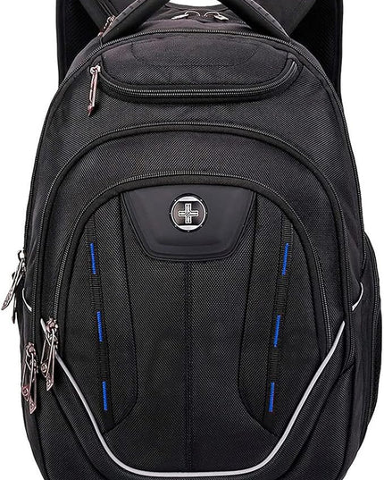 Swissdigital Design TSA-Friendly Large Backpack, Business Laptop Backpack for Men with USB Charging Port/RFID Protection Black | J16BT-1