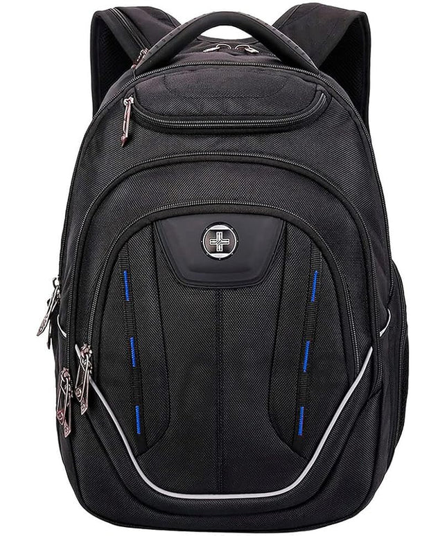 Swissdigital Design TSA-Friendly Large Backpack, Business Laptop Backpack for Men with USB Charging Port/RFID Protection Black | J16BT-1