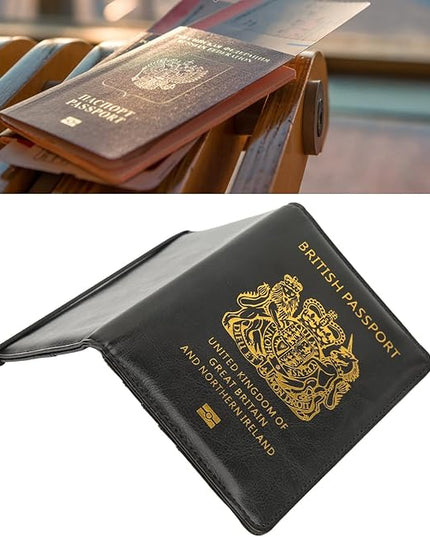 Britain Passport Cover Passport Holder Cover Leather Passport Holder UK Passport Cover for Passport, Business Cards, Credit Cards, Boarding Passes