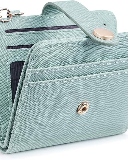 POIUGOYA Slim Wallet for Women,RFID Blocking Bifold Credit Card Holder with Zipper Coin Pocket,ID Window,Keychain