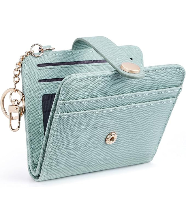 POIUGOYA Slim Wallet for Women,RFID Blocking Bifold Credit Card Holder with Zipper Coin Pocket,ID Window,Keychain