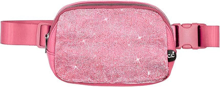 C.C Rhinestone Fanny Pack – Sparkly Waist Bag for Women, Crossbody Belt Bag with Adjustable Strap (Rhinestone - Pink)