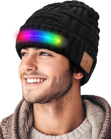LED Beanie Hat with Bluetooth-Tech Gifts for Men and Women, Wireless Hat Beanie Cap Headlamp Music hat