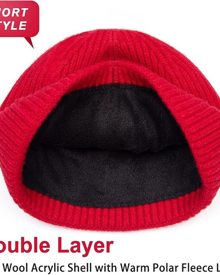 ROYBENS Swag Wool Knit Cuff Short Fisherman Beanie for Men Women, Winter Warm Hats
