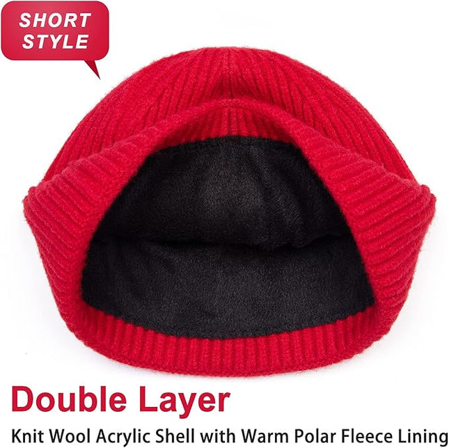 ROYBENS Swag Wool Knit Cuff Short Fisherman Beanie for Men Women, Winter Warm Hats