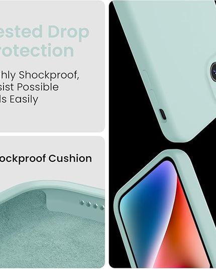 FireNova Designed for iPhone 13 Case, Silicone Upgraded [Camera Protection] Phone Case with [2 Screen Protectors], Soft Anti-Scratch Microfiber Lining Inside, 6.1 inch, Mint Green