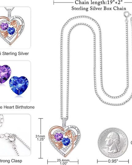 Iefil Christmas Gifts for Women - Sterling Silver Birthstone Necklace Anniversary Birthday Gifts for Her Wife Mom Daughter