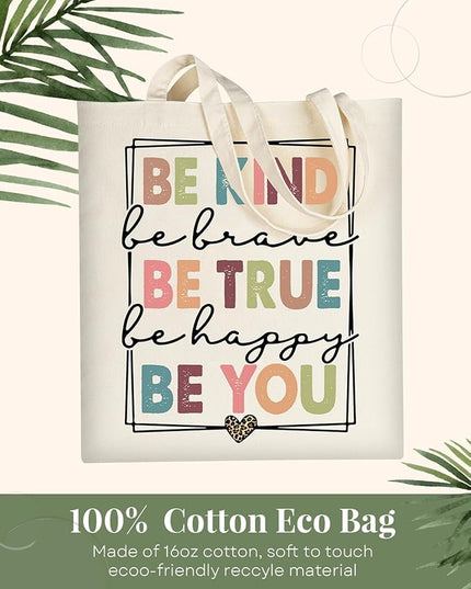 AUSVKAI Canvas Tote Bag Aesthetic for Women, Cute Cloth Cotton Bags for College Shopping Beach Grocery and Trendy Gifts