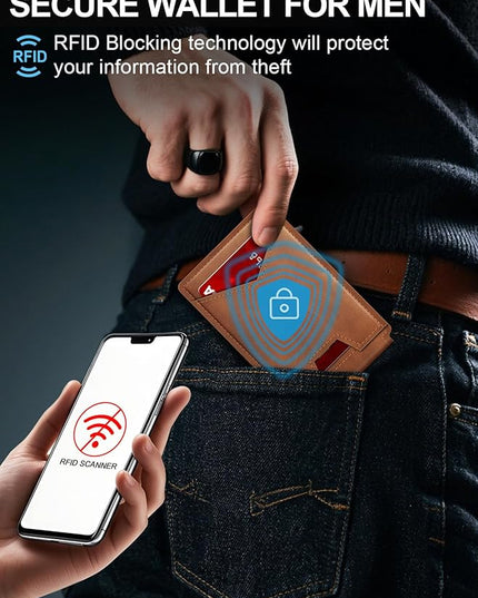 GHUKY Wallet for Men RFID Wallet with Money Clip, Slim Pop Up Card Holder for 10-12 Cards, Minimalist Smart Credit Card Case with ID Window, Bifold Metal Wallet for Front Pocket, Gifts for Men