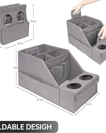 MULISOFT Car Seat Organizer - Backseat Organizer with 11 Storage Compartments and 2 Cup Holders for Travel, Kids