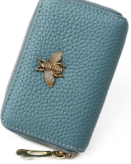 imeetu RFID Credit Card Holder, Small Leather Zipper Card Case Wallet for Women