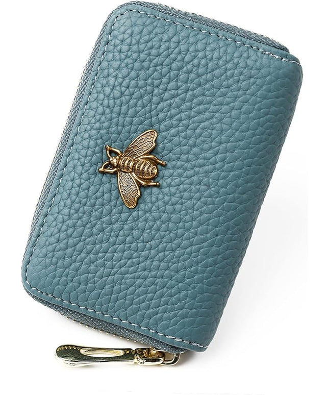 imeetu RFID Credit Card Holder, Small Leather Zipper Card Case Wallet for Women