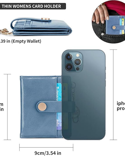 POIUGOYA Slim Wallet for Women,RFID Blocking Bifold Credit Card Holder with Zipper Coin Pocket,ID Window,Keychain