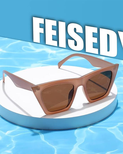 FEISEDY Vintage Square Cat Eye Sunglasses Women Trendy Cateye Sunglasses B2473